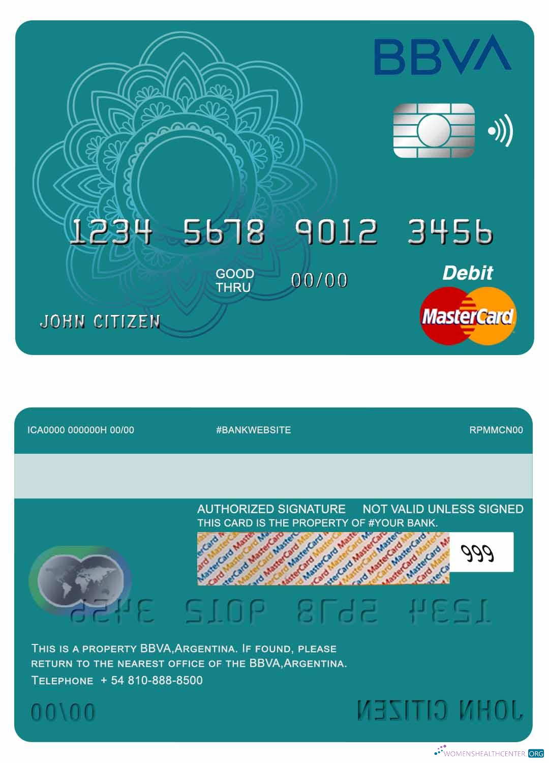 Download Argentina BBVA bank mastercard debit Photoshop template